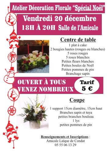 ATELIER DÉCO FLORALE SPÉCIAL "FÊTES DE FIN D'ANNÉE"