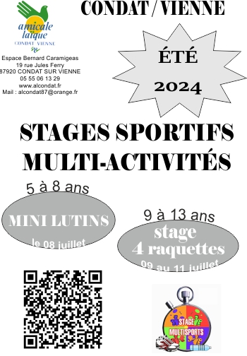 STAGES SPORTIFS MULTI ACTIVITÉS ÉTÉ 2024